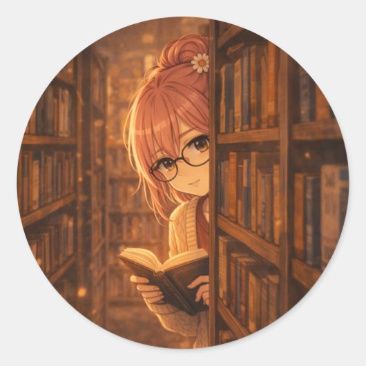 Aster™ In My Reading Era Round Sticker Cute Aesthe (Voorkant)