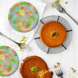 Aster & Kegelbloemen & tropische bladeren waterver Papieren Bordje