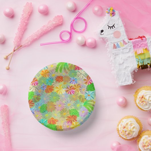 Aster & Kegelbloemen & tropische bladeren waterver Papieren Kommen (Feest)