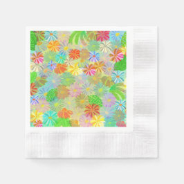 Aster & Kegelbloemen & tropische bladeren waterver Servet