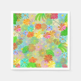 Aster & Kegelbloemen & tropische bladeren waterver Servet