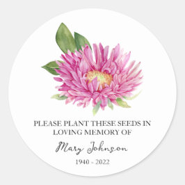 Aster Memorial Funeral Seed Packet Ronde Sticker