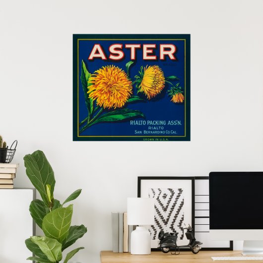 Aster-merk Citrus-kratenetiket Poster (Thuiskantoor)