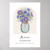 Aster Morgenster Geboortemaand Bloem Poster (Voorkant)