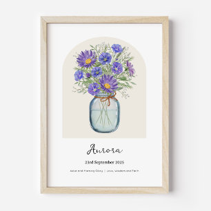 Aster Morgenster Geboortemaand Bloem Poster