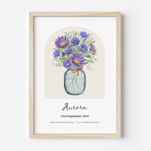 Aster Morgenster Geboortemaand Bloem Poster