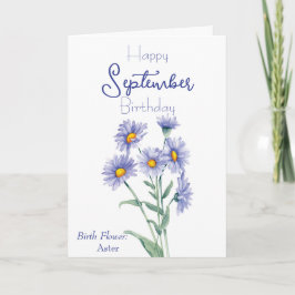 Aster September Birth Flower Birthday Kaart