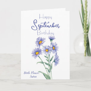 Aster September Birth Flower Birthday Kaart