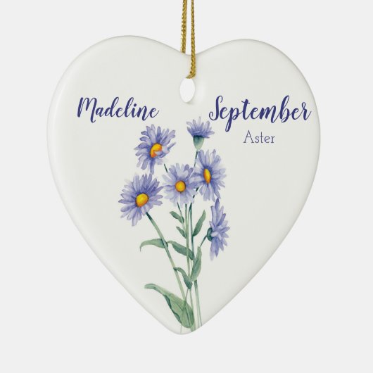 Aster September Birth Flower Keramisch Ornament (Rechts)