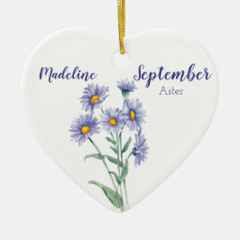 Aster September Birth Flower Keramisch Ornament