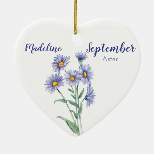 Aster September Birth Flower Keramisch Ornament (Achterkant)