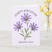 Aster Verjaardag in September Kaart (Gele Bloem)