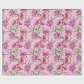 Aster Verjaardagsbloem van september Waterverf Cadeaupapier (Vlak)