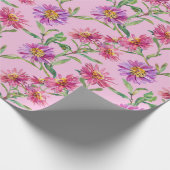 Aster Verjaardagsbloem van september Waterverf Cadeaupapier (Hoek)