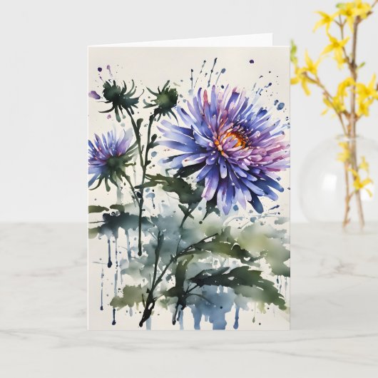 Aster - Watercolor flowers Kaart (Gele Bloem)
