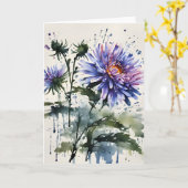 Aster - Waterverf bloemen Kaart (Gele Bloem)