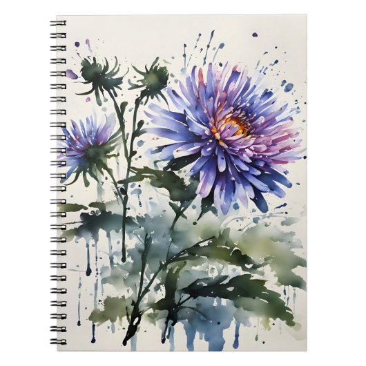 Aster - Waterverf bloemen Notitieboek (Voorkant)