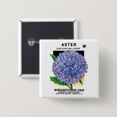 Aster  zaadpakket vierkante button 5,1 cm (Voorkant /achterkant)