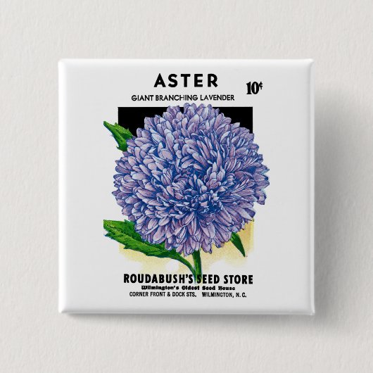Aster  zaadpakket vierkante button 5,1 cm (Voorkant)