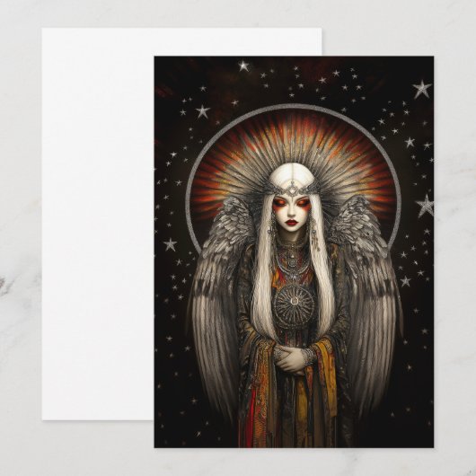 Asteria Godin van de Sterren: Zilveren Zwarte Kuns Kaart (Voorkant / Achterkant)