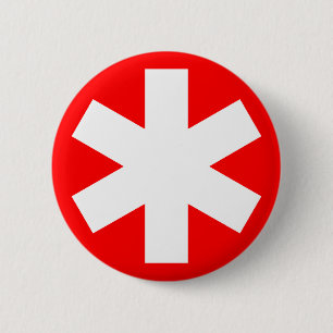 Asterisk - Rood Ronde Button 5,7 Cm