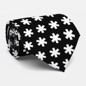 Asterisk Snowflake - White on Black Stropdas (Opgerold)