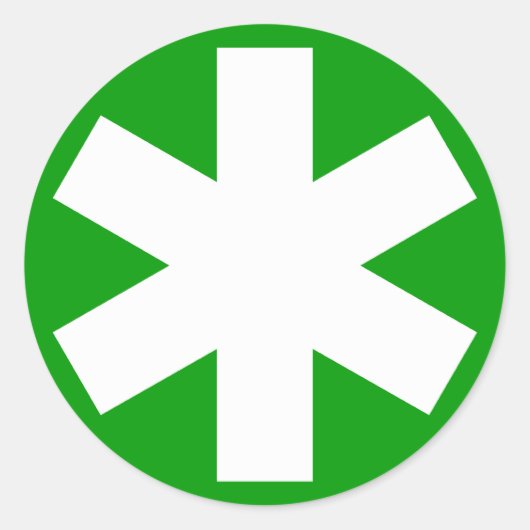 Asterisk - White on Green Ronde Sticker (Voorkant)