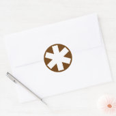 Asterisk - Wit op bruin Ronde Sticker (Envelop)