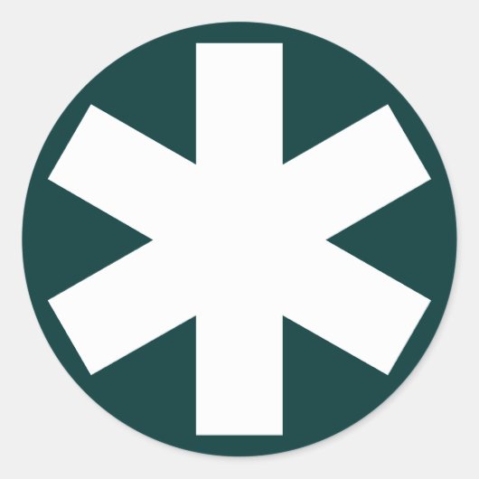 Asterisk - Wit op Donkergroen Ronde Sticker (Voorkant)