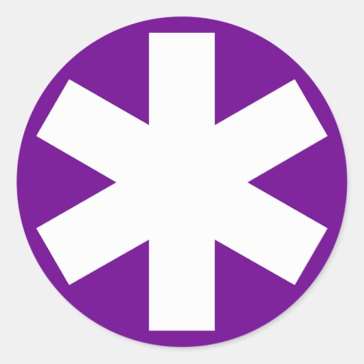 Asterisk - Wit op Paars Ronde Sticker (Voorkant)