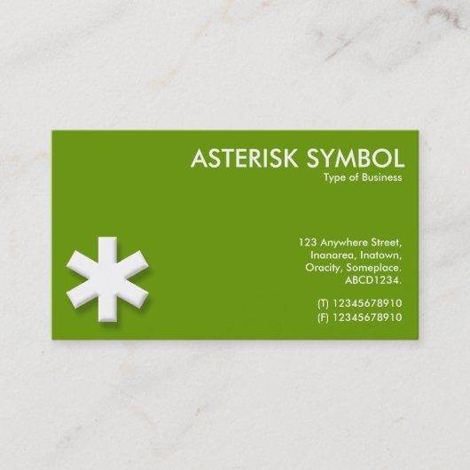 Asterisksymbool - groen (669900) visitekaartje (Voorkant)