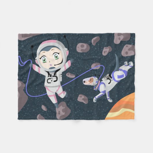 Asteroid Girl Fleece Deken (Voorkant (Horizontaal))