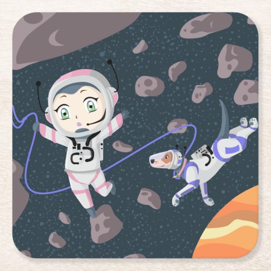 Asteroid Girl Kartonnen Onderzetters (Voorkant)