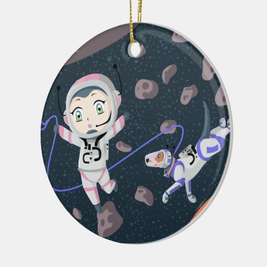 Asteroid Girl Keramisch Ornament (Links)