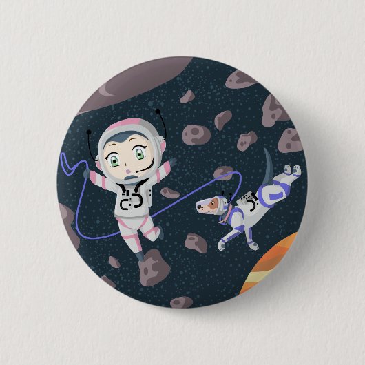 Asteroid Girl Ronde Button 5,7 Cm (Voorkant)