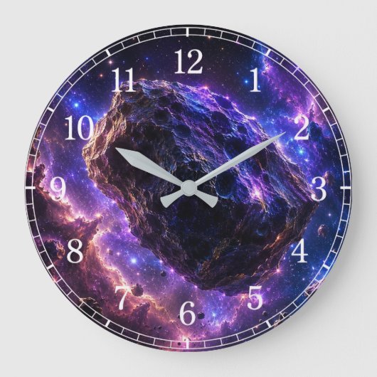 Asteroid Wall Clock — Space-Inspired Design Grote Klok (Voorkant)
