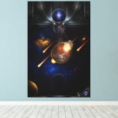 Asteroïde Apocalypse Fractal Art Spacescape Canvas Afdruk (Insitu (Houten vloer))