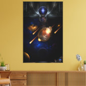 Asteroïde Apocalypse Fractal Art Spacescape Canvas Afdruk (Insitu (Woonkamer))
