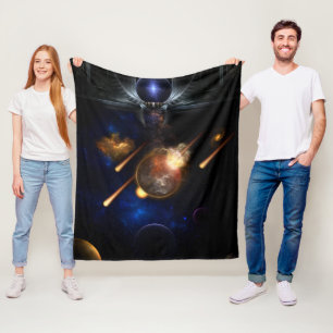 Asteroïde Apocalypse Fractal Art Spacescape Fleece Deken