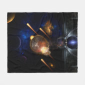 Asteroïde Apocalypse Fractal Art Spacescape Fleece Deken (Voorkant (Horizontaal))