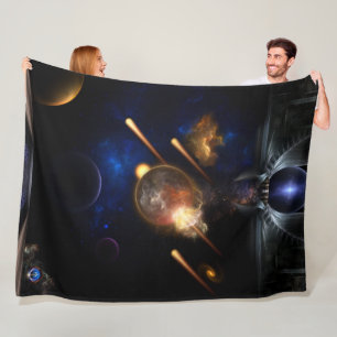 Asteroïde Apocalypse Fractal Art Spacescape Fleece Deken