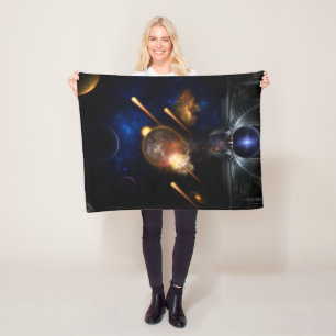 Asteroïde Apocalypse Fractal Art Spacescape Fleece Deken