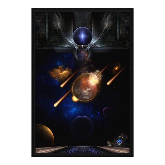 Asteroïde Apocalypse Fractal Art Spacescape Foto Afdruk (Voorkant)