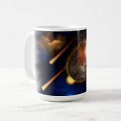 Asteroïde Apocalypse Fractal Art Spacescape Koffiemok (Voorkant links)
