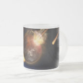 Asteroïde Apocalypse Fractal Art Spacescape Matglas Koffiemok (Voorkant rechts)