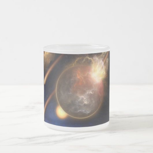 Asteroïde Apocalypse Fractal Art Spacescape Matglas Koffiemok (Center)