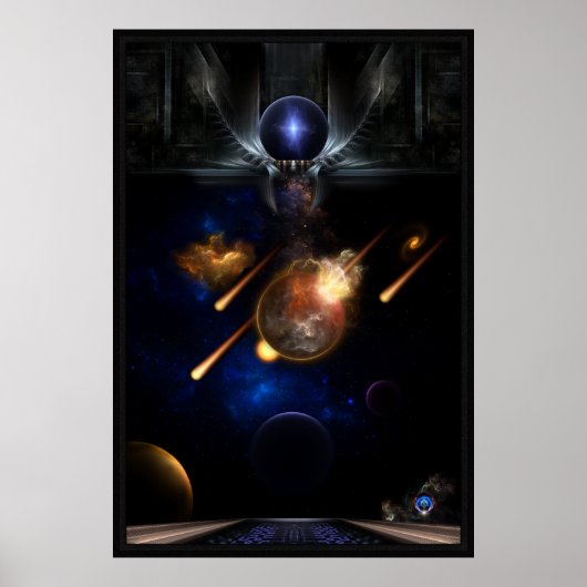 Asteroïde Apocalypse Fractal Art Spacescape Poster (Voorkant)