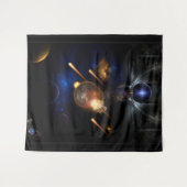 Asteroïde Apocalypse Fractal Art Spacescape Wandkleed (Voorkant (horizontaal))