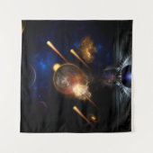 Asteroïde Apocalypse Fractal Art Spacescape Wandkleed (Voorkant (horizontaal))