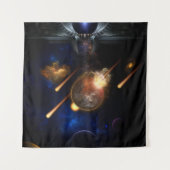 Asteroïde Apocalypse Fractal Art Spacescape Wandkleed (Voorkant)